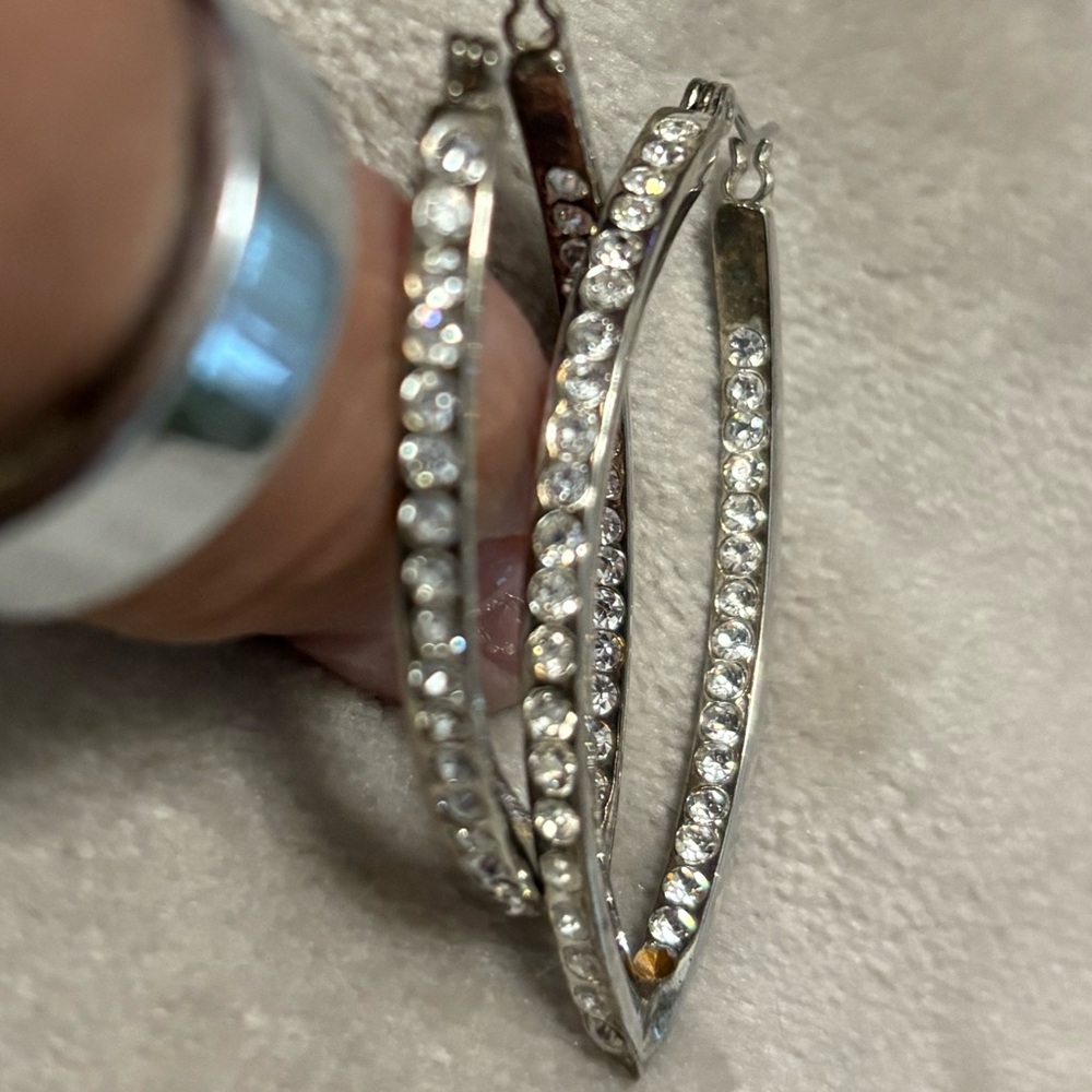 Elegant Silver Hoop Earrings with CZ